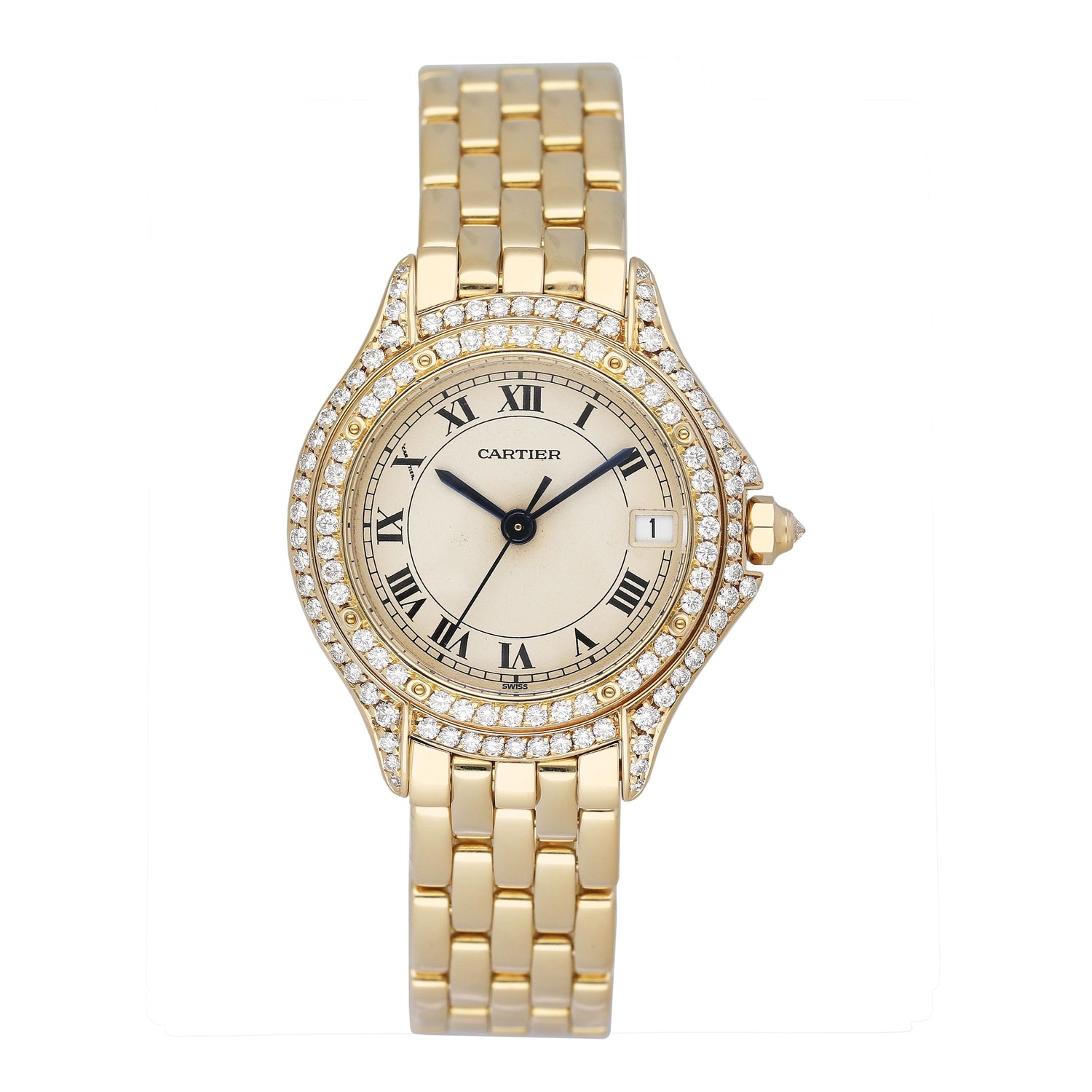 Cartier Cougar WF8003B9 Diamond 18K Yellow Gold Ladies Watch - Watches