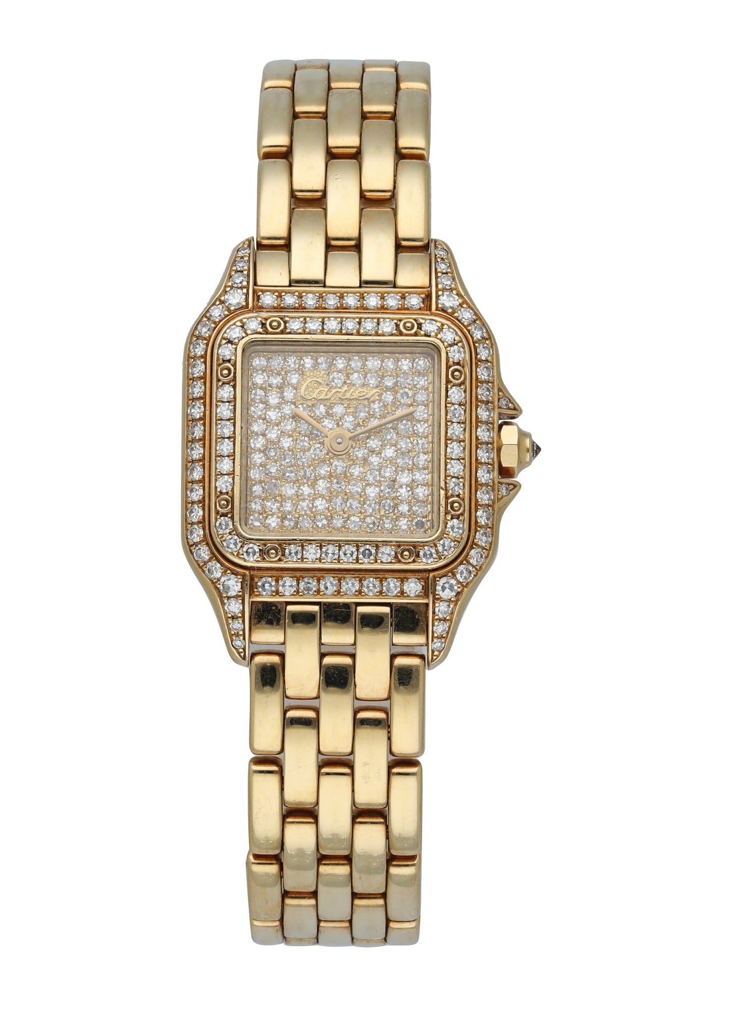 Cartier Panthere 1280 2 Yellow Gold Ladies Diamond Watch - Wristwatch