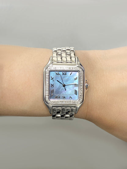 Cartier Panthere 1650 MOP White Gold Ladies Watch Box Papers - Watches