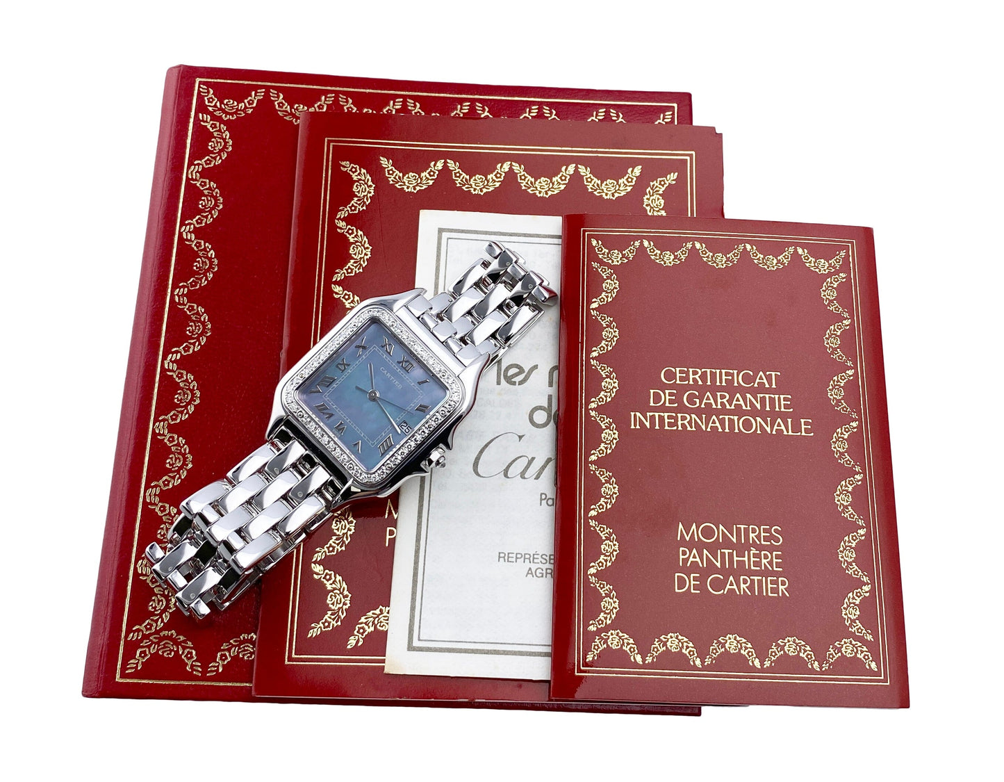 Cartier Panthere 1650 MOP White Gold Ladies Watch Box Papers - Watches