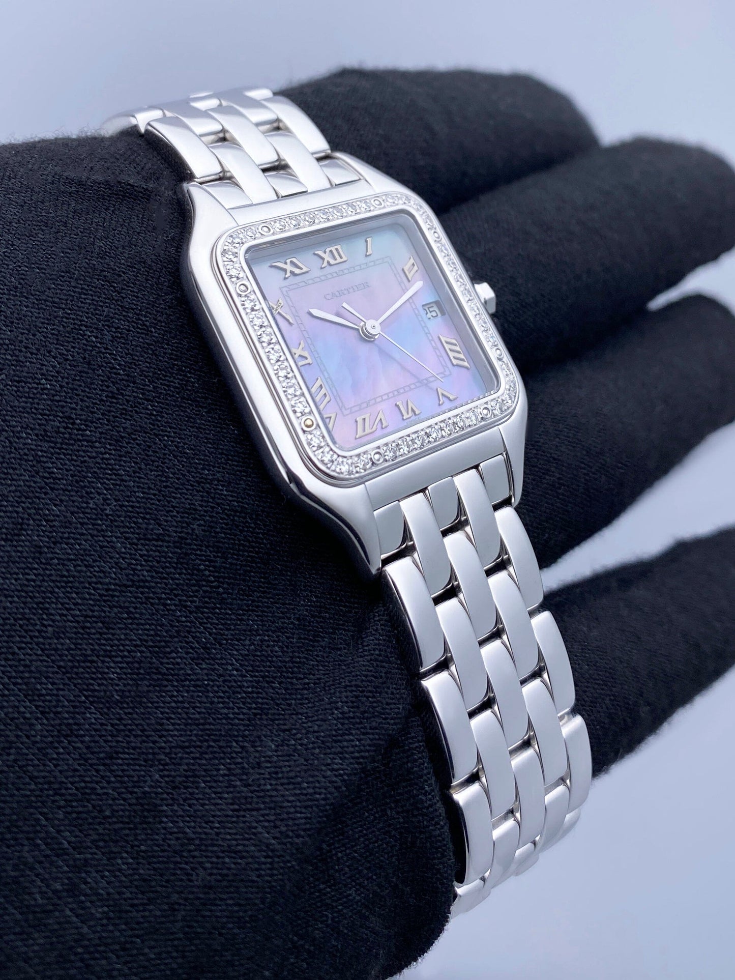 Cartier Panthere 1650 MOP White Gold Ladies Watch Box Papers - Watches