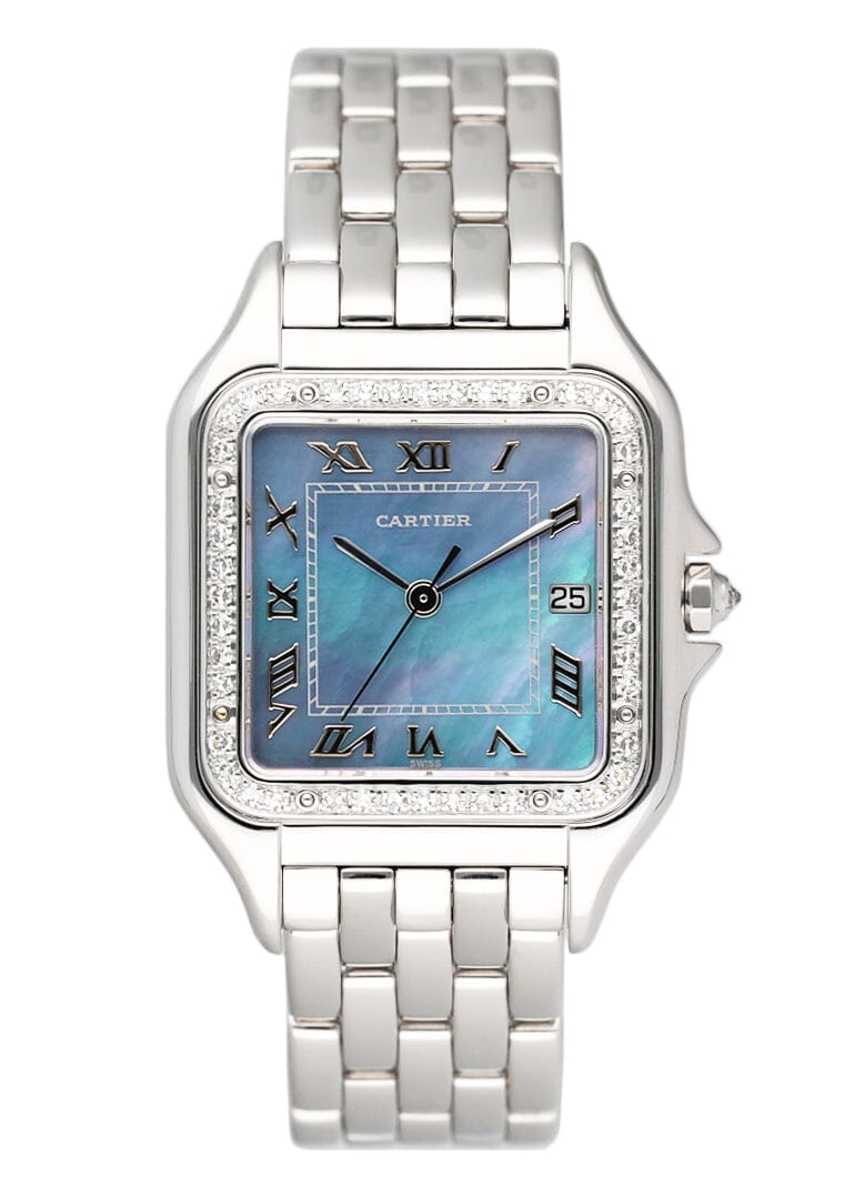 Cartier Panthere 1650 MOP White Gold Ladies Watch Box Papers - Watches