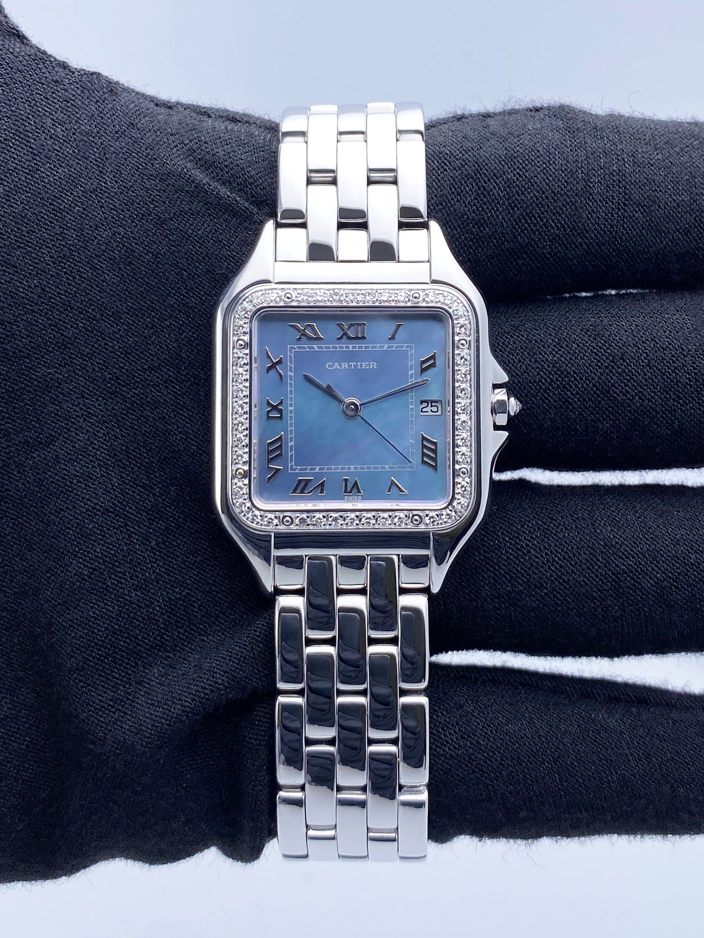 Cartier Panthere 1650 MOP White Gold Ladies Watch Box Papers - Watches