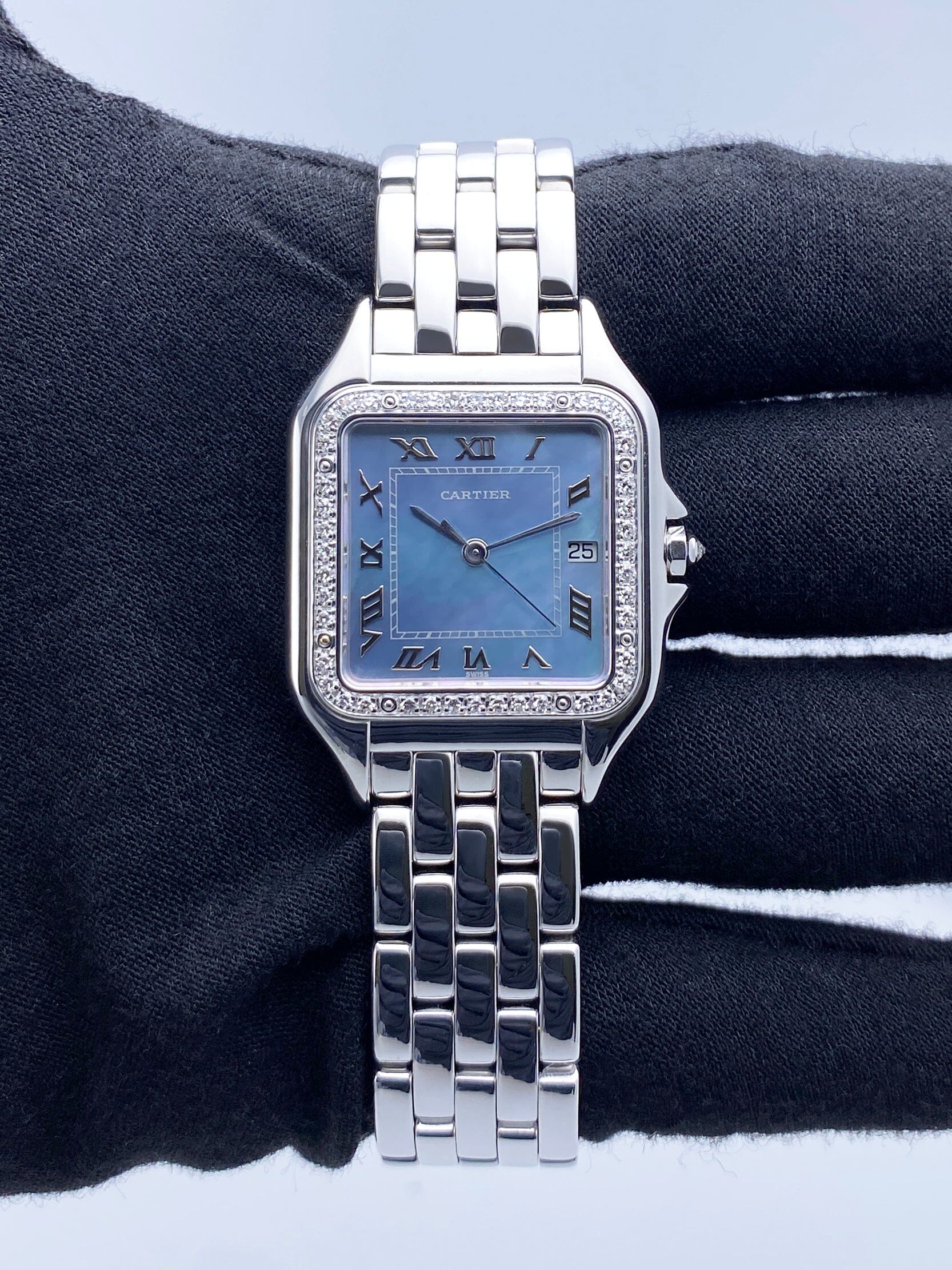 Cartier Panthere 1650 MOP White Gold Ladies Watch Box Papers - Watches