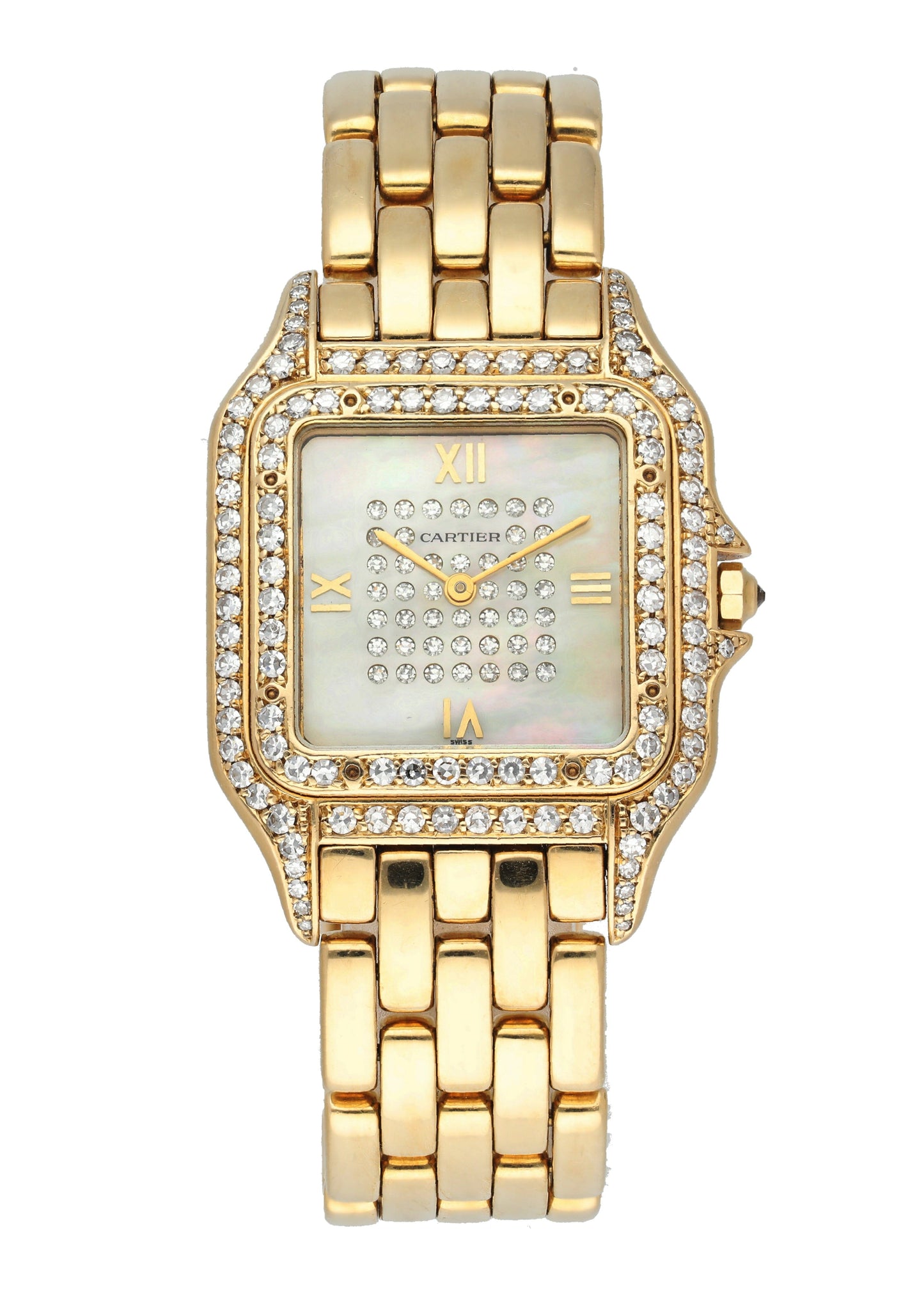 Cartier Panthere Jumbo Yellow Gold MOP Diamond Watch - Wristwatch