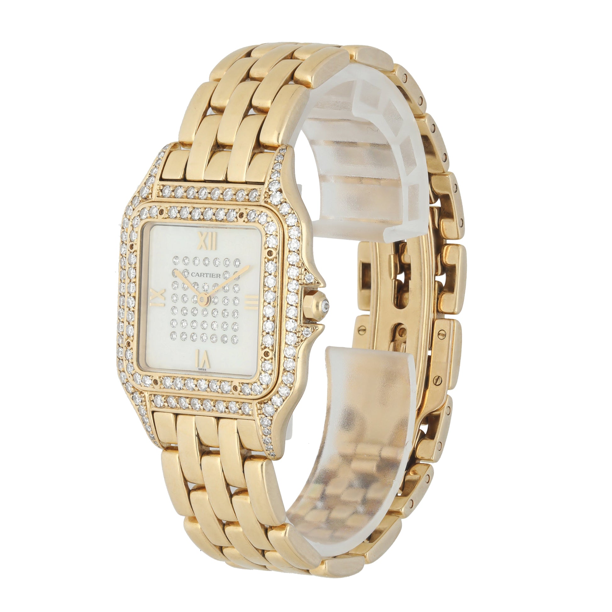 Cartier Panthere Jumbo Yellow Gold MOP Diamond Watch - Wristwatch