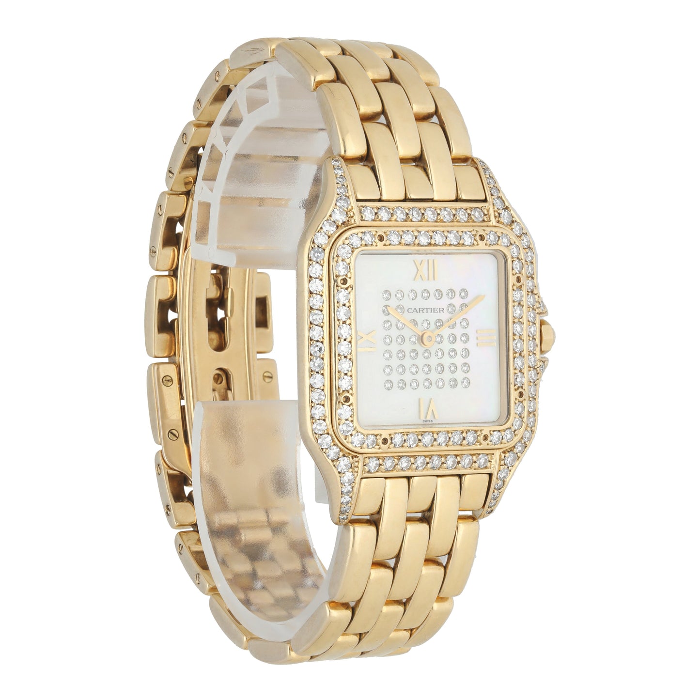 Cartier Panthere Jumbo Yellow Gold MOP Diamond Watch - Wristwatch