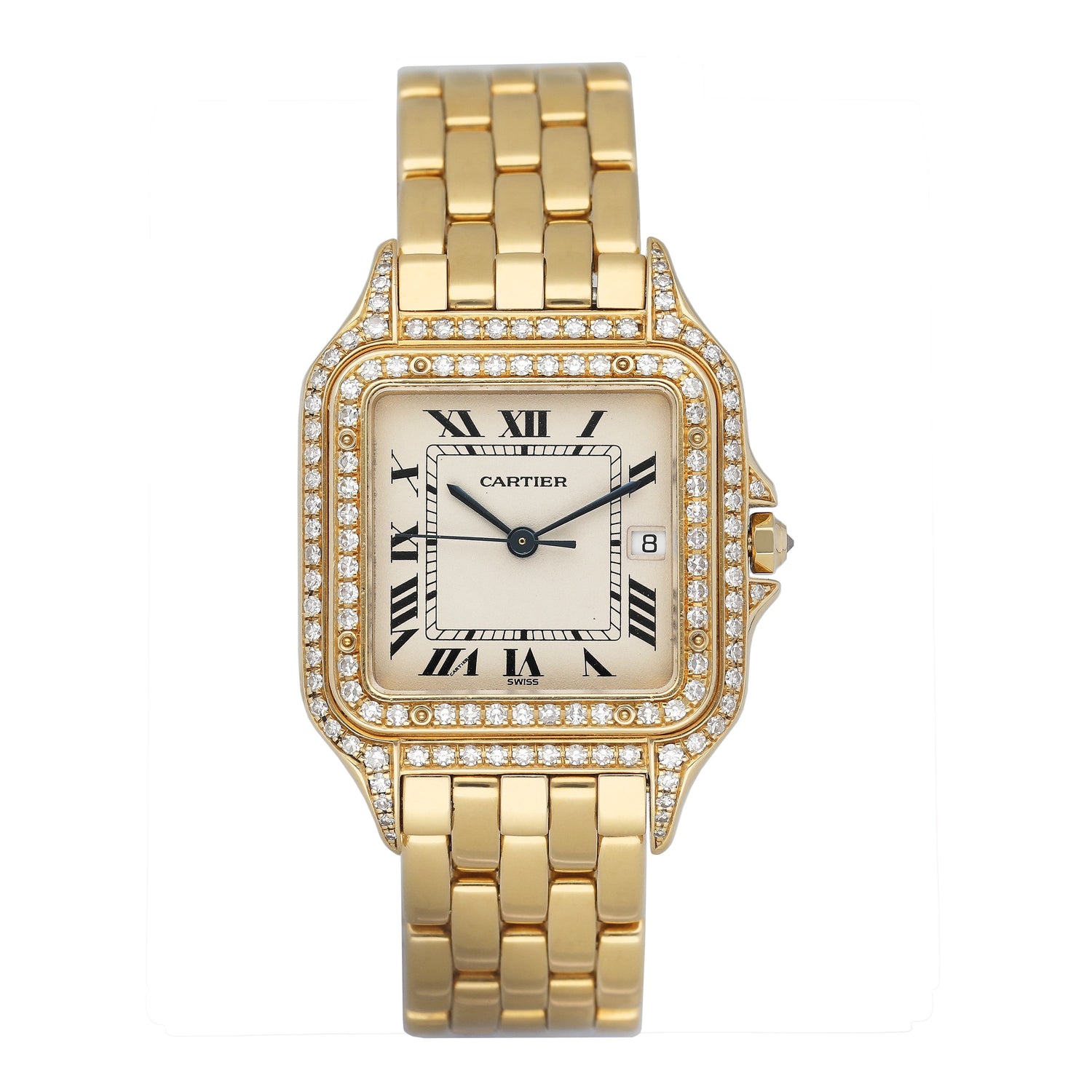 Cartier Panthere Large 88272147 Diamond 18K Yellow Gold Mens Watch - Watches