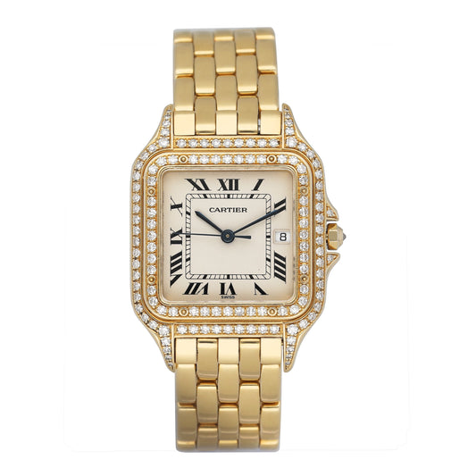 Cartier Panthere Large 88272147 Diamond 18K Yellow Gold Mens Watch