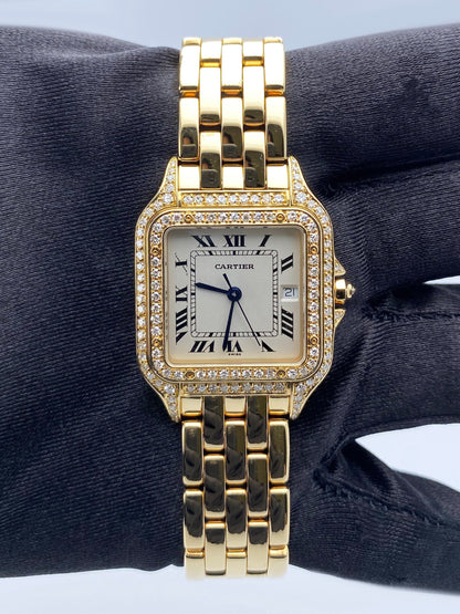 Cartier Panthere Large WF4042B9 Diamond 18K Yellow Gold Mens Watch - Watches