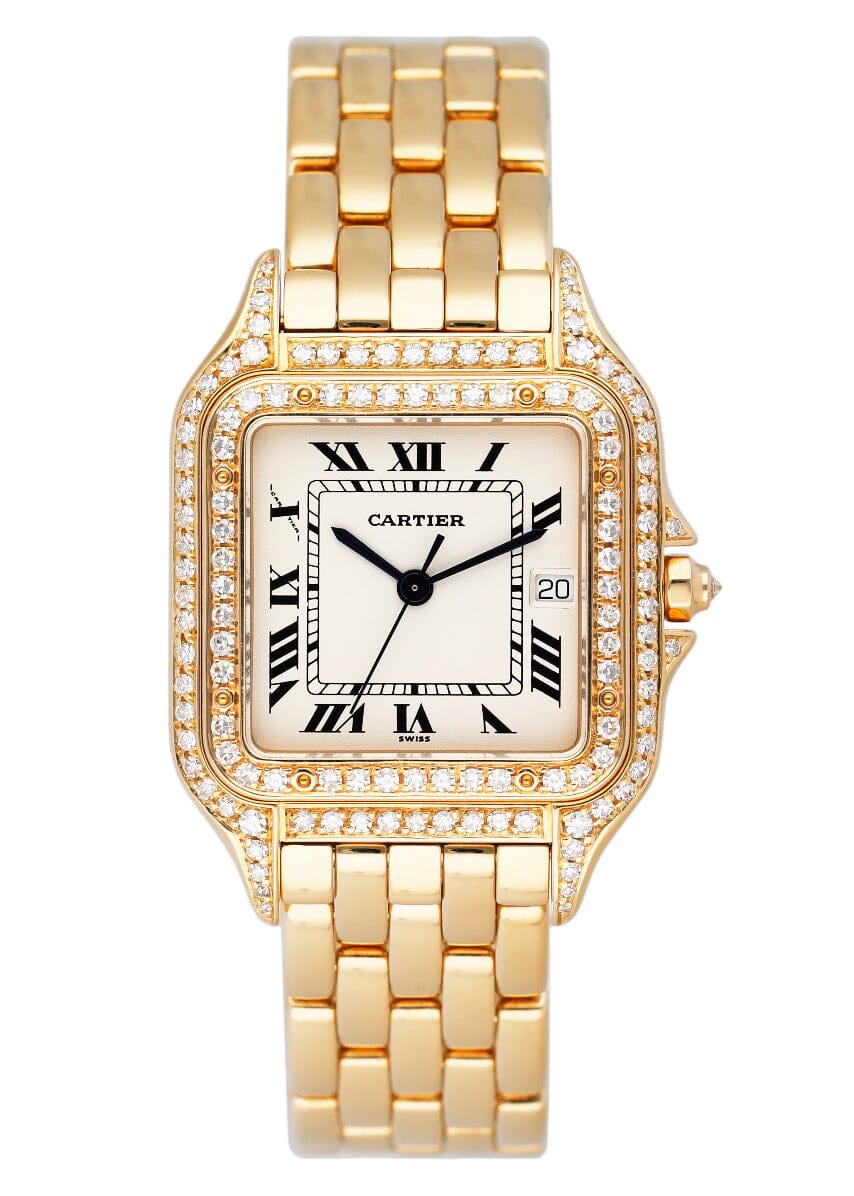Cartier Panthere Large WF4042B9 Diamond 18K Yellow Gold Mens Watch - Watches