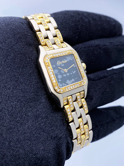Cartier Panthere WF3052FH Gold Obsidian Stone Ladies Watch - Watches