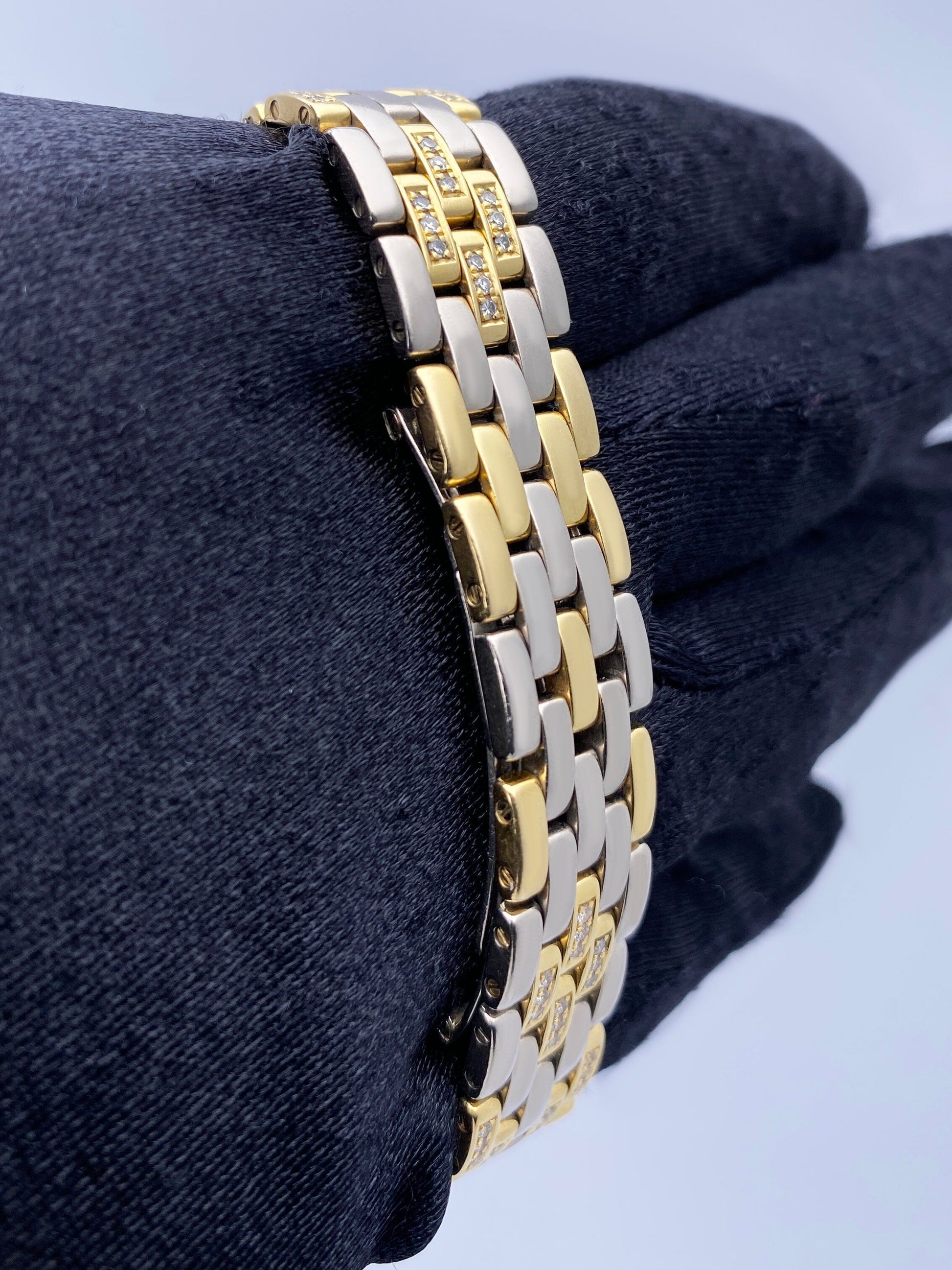 Cartier Panthere WF3052FH Gold Obsidian Stone Ladies Watch - Watches