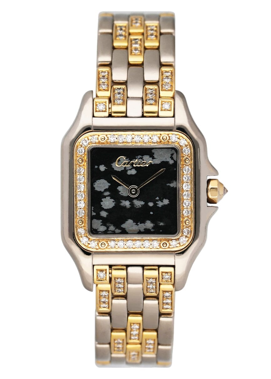 Cartier Panthere WF3052FH Gold Obsidian Stone Ladies Watch - Watches