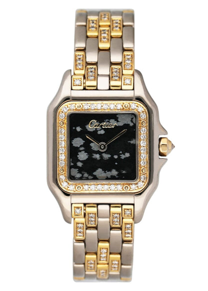 Cartier Panthere WF3052FH Gold Obsidian Stone Ladies Watch - Watches