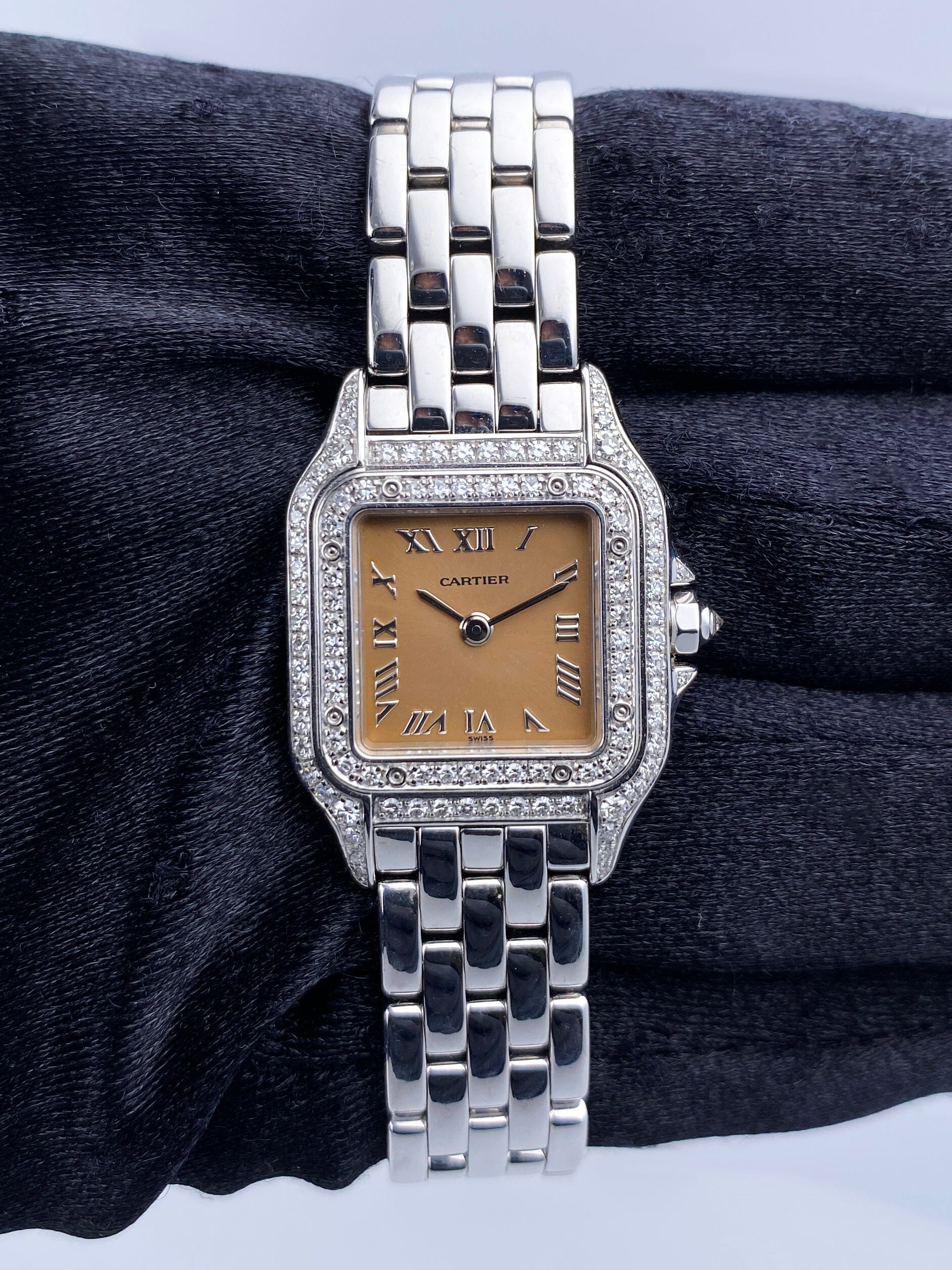 Cartier Panthere WF3259F3 Salmon Dial White Gold Diamond Ladies Watch