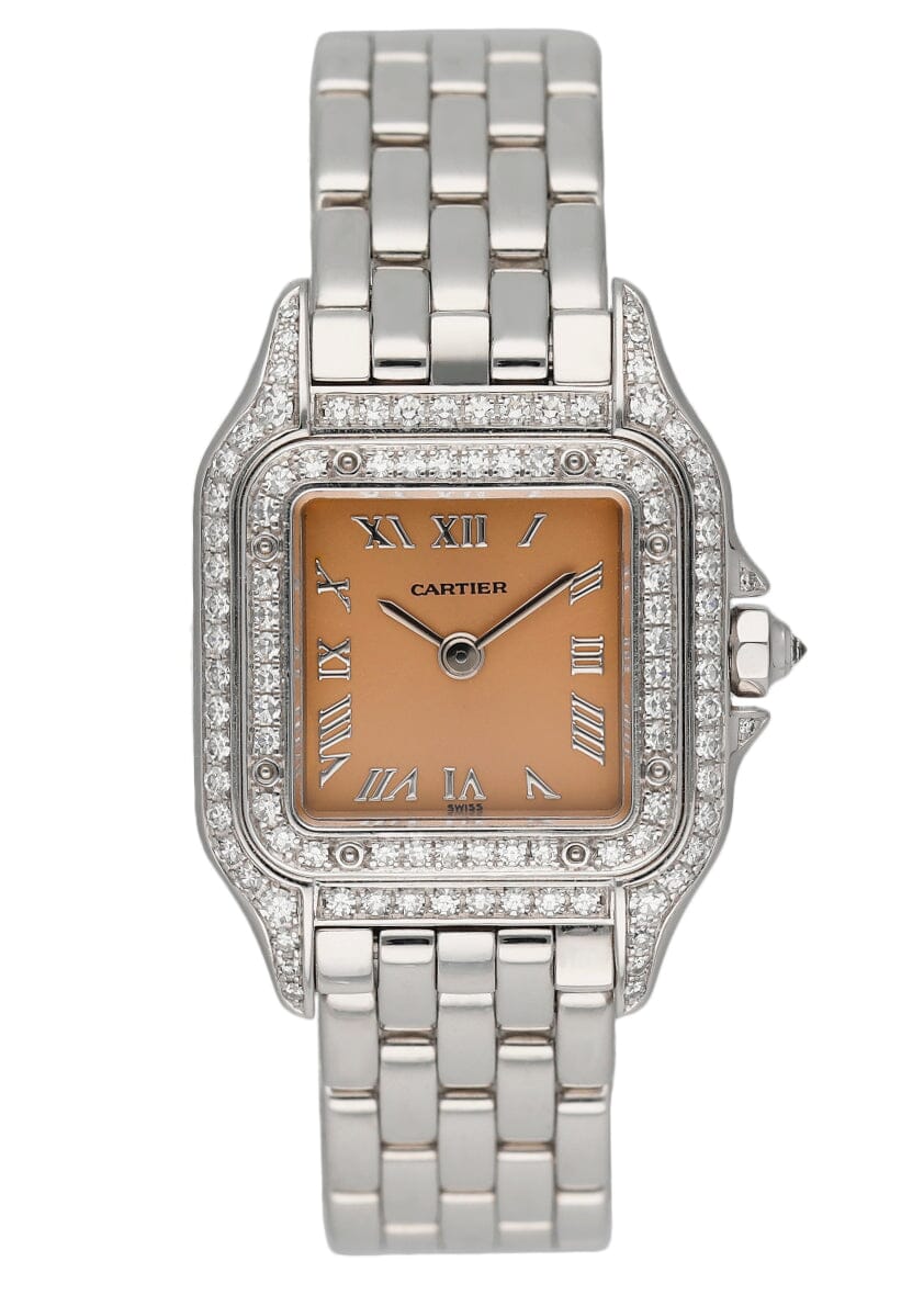 Cartier Panthere WF3259F3 Salmon Dial White Gold Diamond Ladies Watch