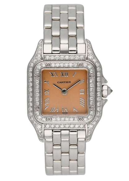 Cartier Panthere WF3259F3 Salmon Dial White Gold Diamond Ladies Watch