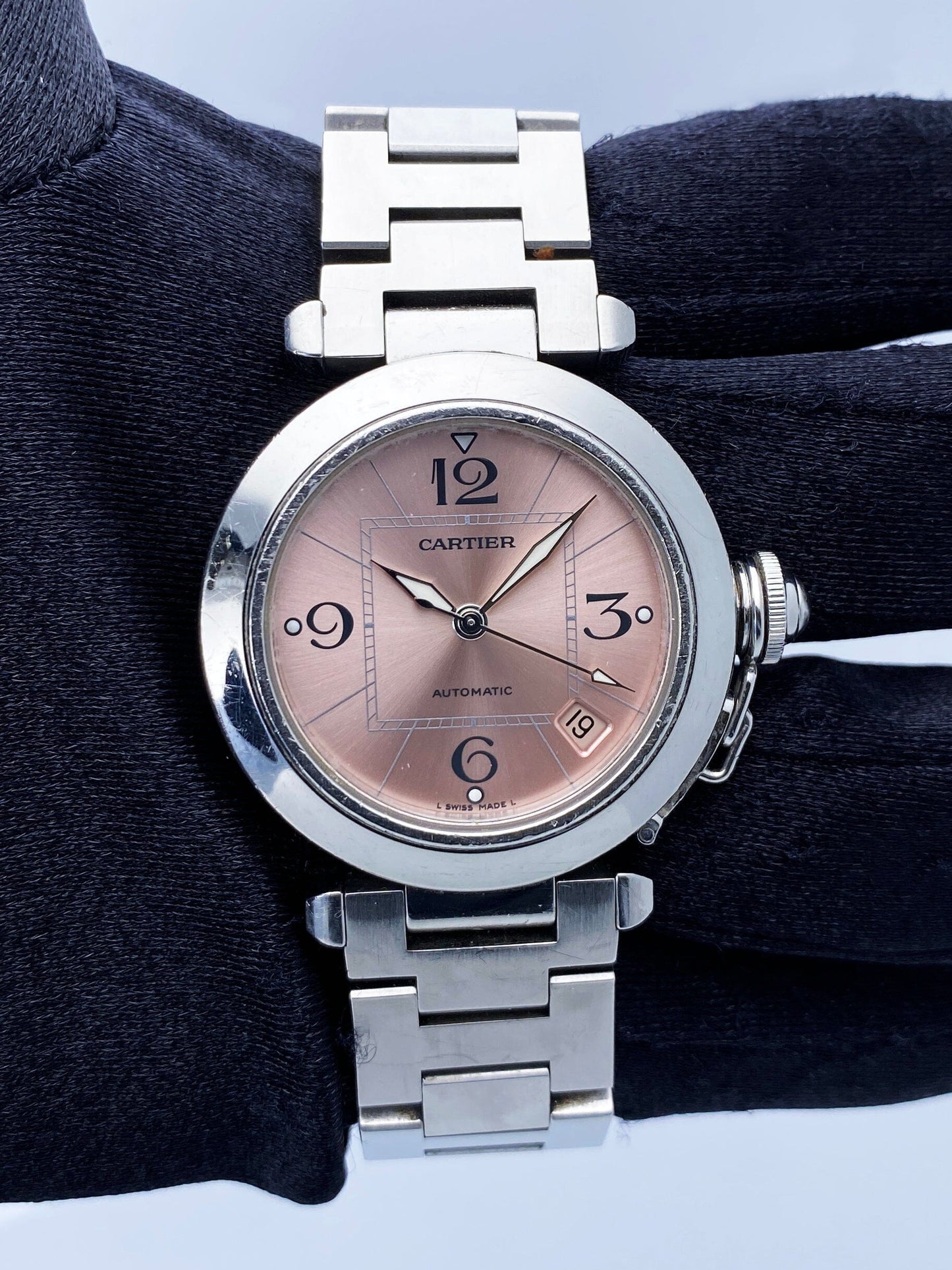 Cartier Pasha 2324 Pink Dial Steel Ladies Watch - Wristwatch