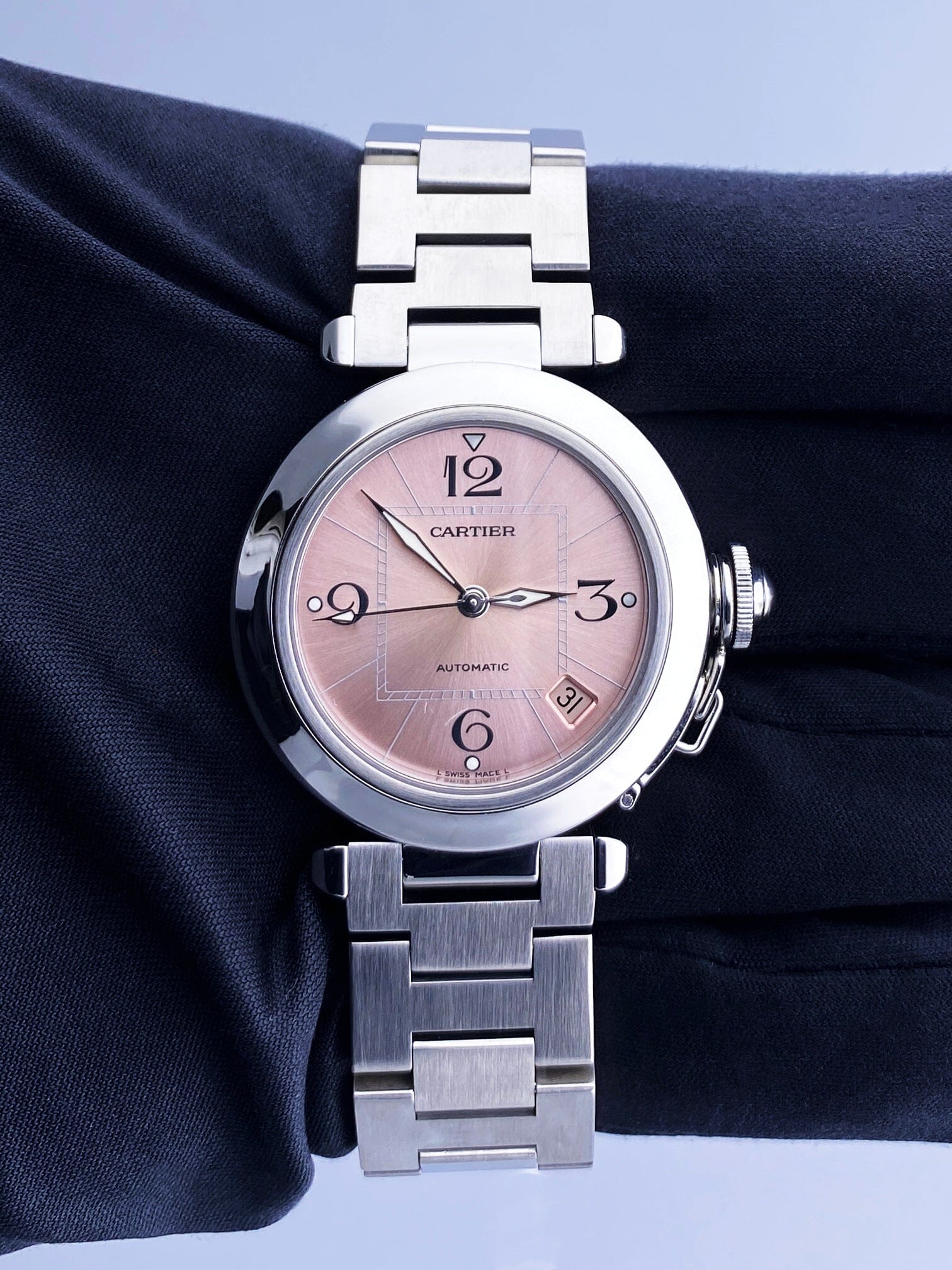 Cartier Pasha 2324 Pink Dial Steel Ladies Watch - Virtual