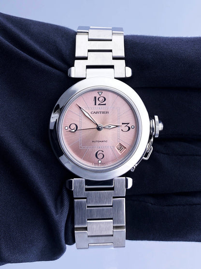 Cartier Pasha 2324 Pink Dial Steel Ladies Watch - Virtual
