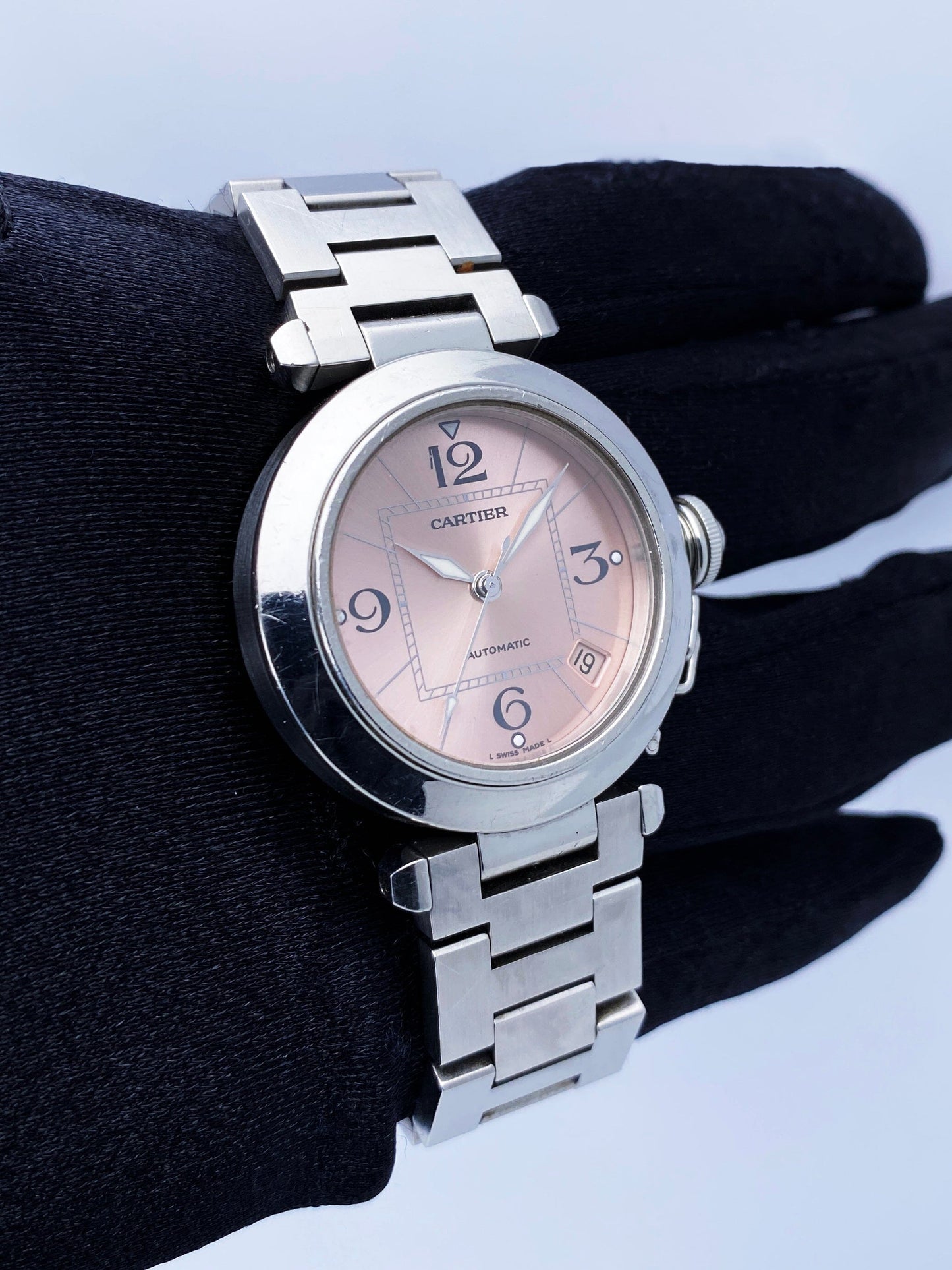 Cartier Pasha 2324 Pink Dial Steel Ladies Watch - Wristwatch