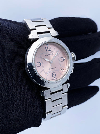 Cartier Pasha 2324 Pink Dial Steel Ladies Watch - Wristwatch