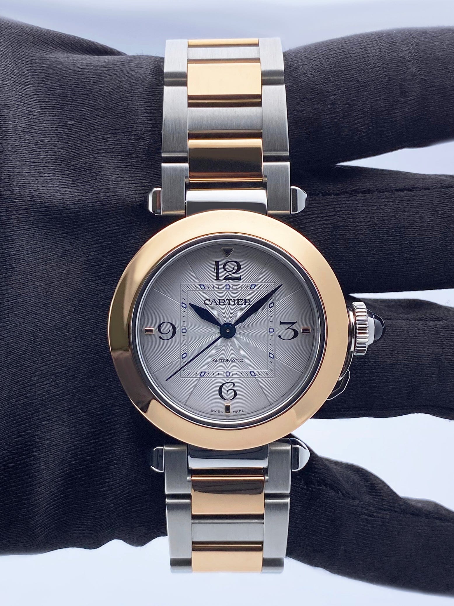 Cartier Pasha W2PA0008 18K Rose Gold Steel Watch Mens Box Papers - Watches