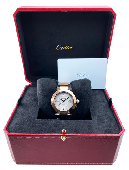 Cartier Pasha W2PA0008 18K Rose Gold Steel Watch Mens Box Papers - Watches