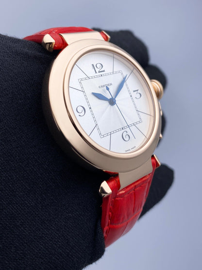 Cartier Pasha W3019051 18K Rose Gold Mens Watch Box Papers - Watches