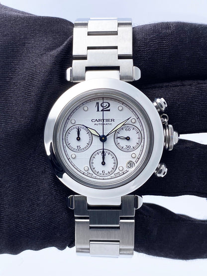 Cartier Pasha W31039M7 White Dial Chronograph Mens Watch - Watches