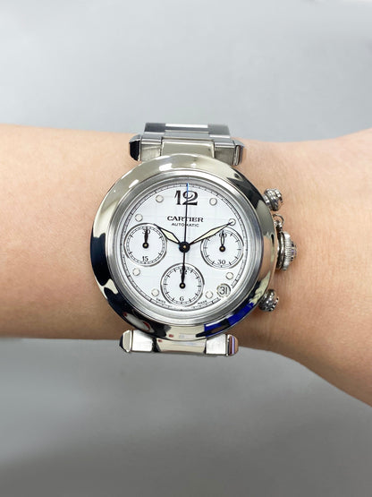 Cartier Pasha W31039M7 White Dial Chronograph Mens Watch - Watches