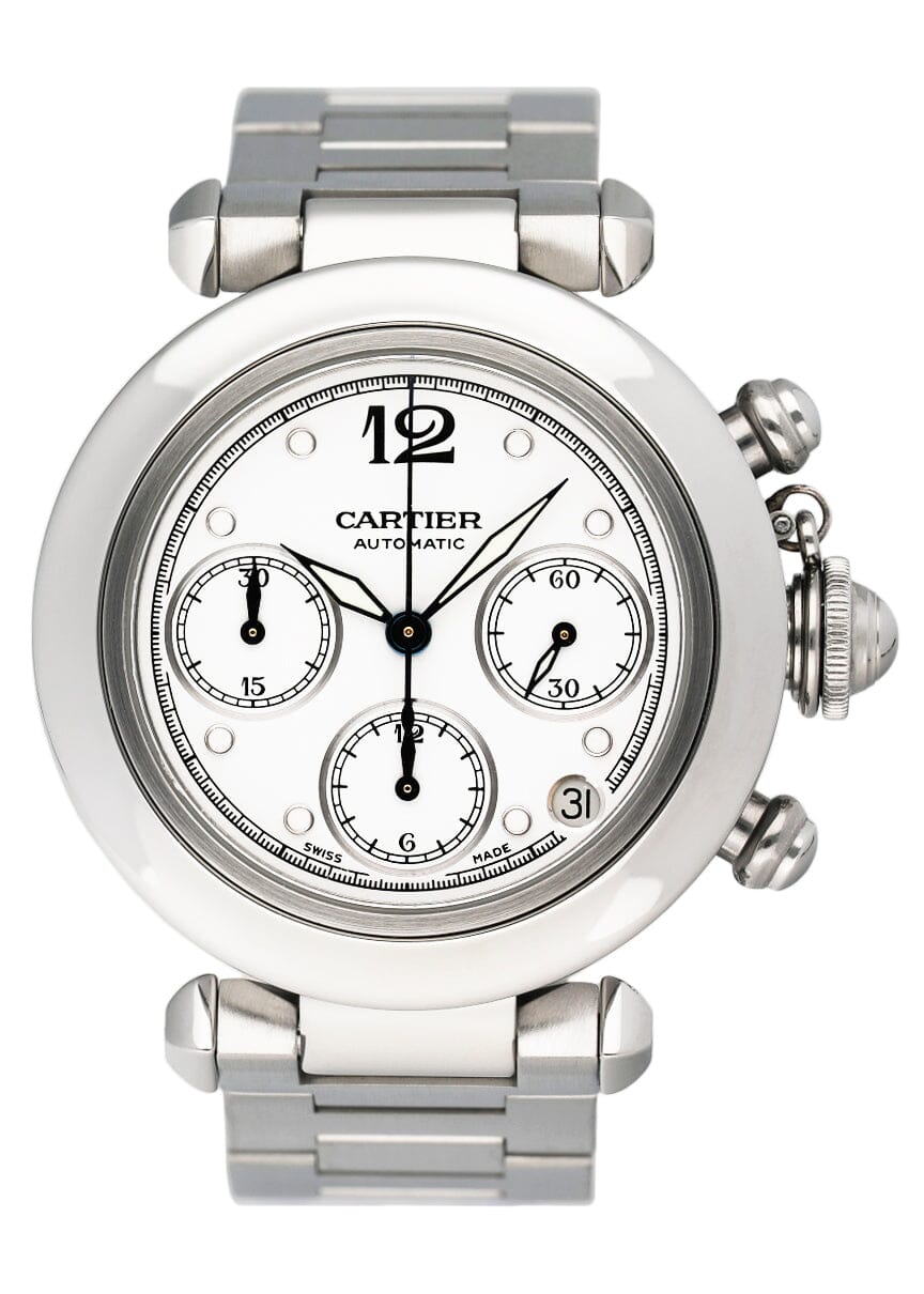 Cartier Pasha W31039M7 White Dial Chronograph Mens Watch - Watches