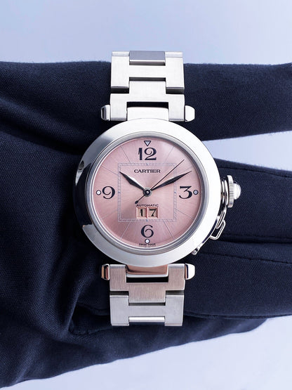 Cartier Pasha W31058M7 Pink Dial Steel Ladies Watch - Watches