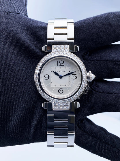 Cartier Pasha WJ11924G Rhodiumized White Gold Ladies Watch - Virtual