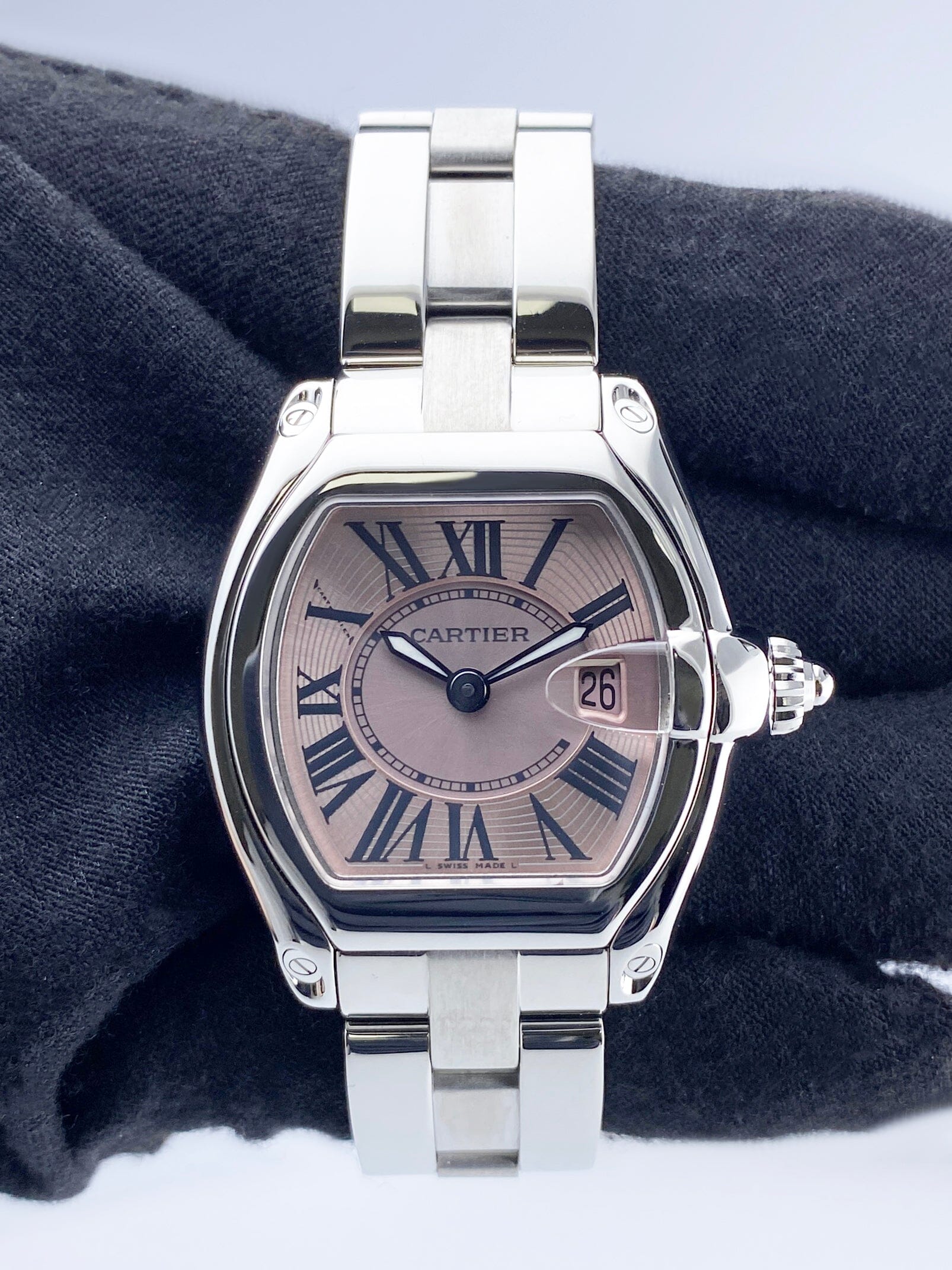 Cartier Roadster W62017V3 Pink Dial Steel Ladies Watch | – Phigora