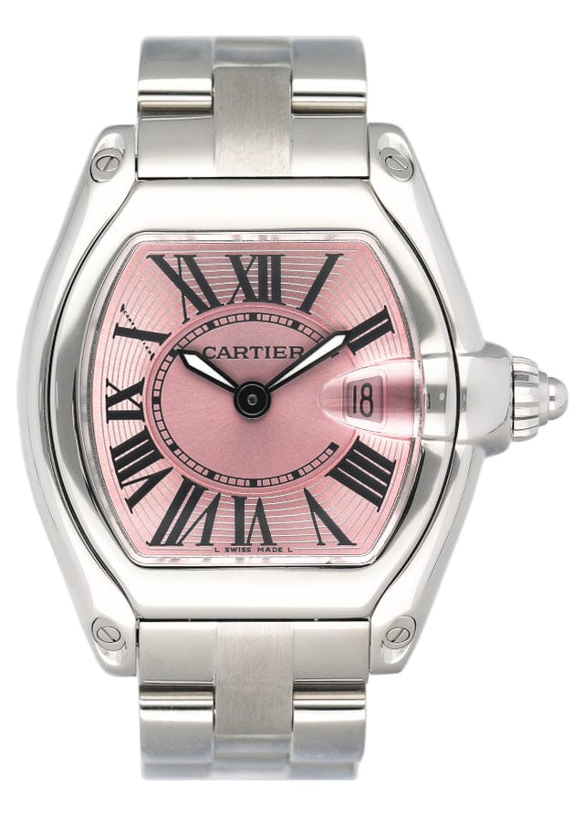 Cartier Roadster W62017V3 Pink Dial Steel Ladies Watch - Wristwatch
