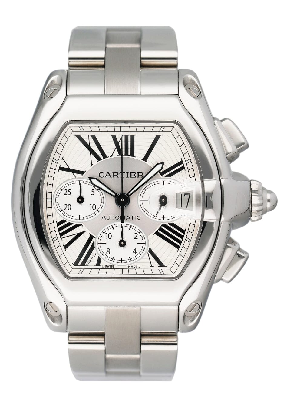 Cartier Roadster W62019X6 Silver Dial Mens Watch Box Papers Cartier Roadster W62019X6 Silver Dial Mens Watch Box Papers