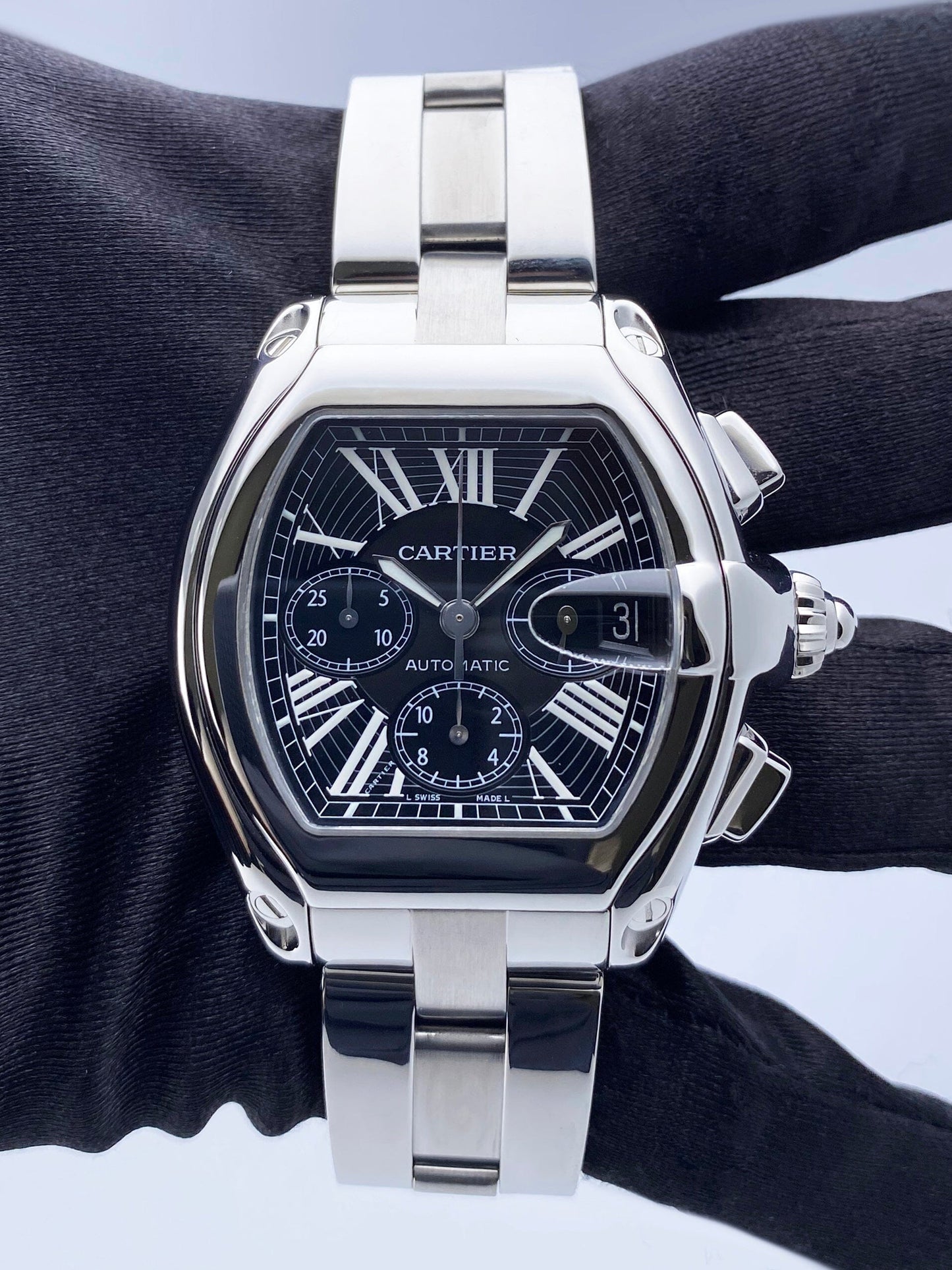 Cartier Roadster W62020X6 Black Dial Mens Watch - Wristwatch