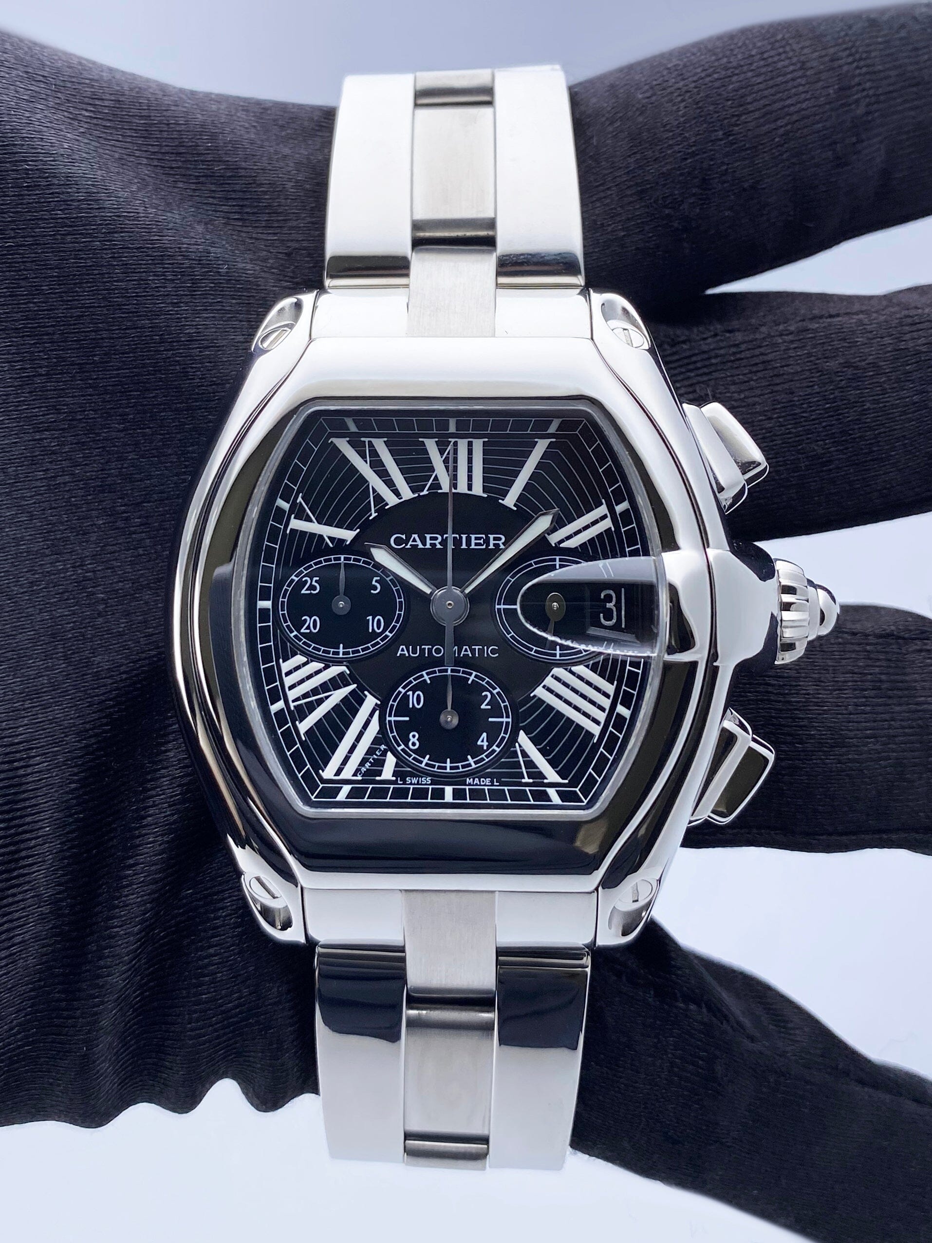 Cartier Roadster W62020X6 Black Dial Mens Watch - Wristwatch