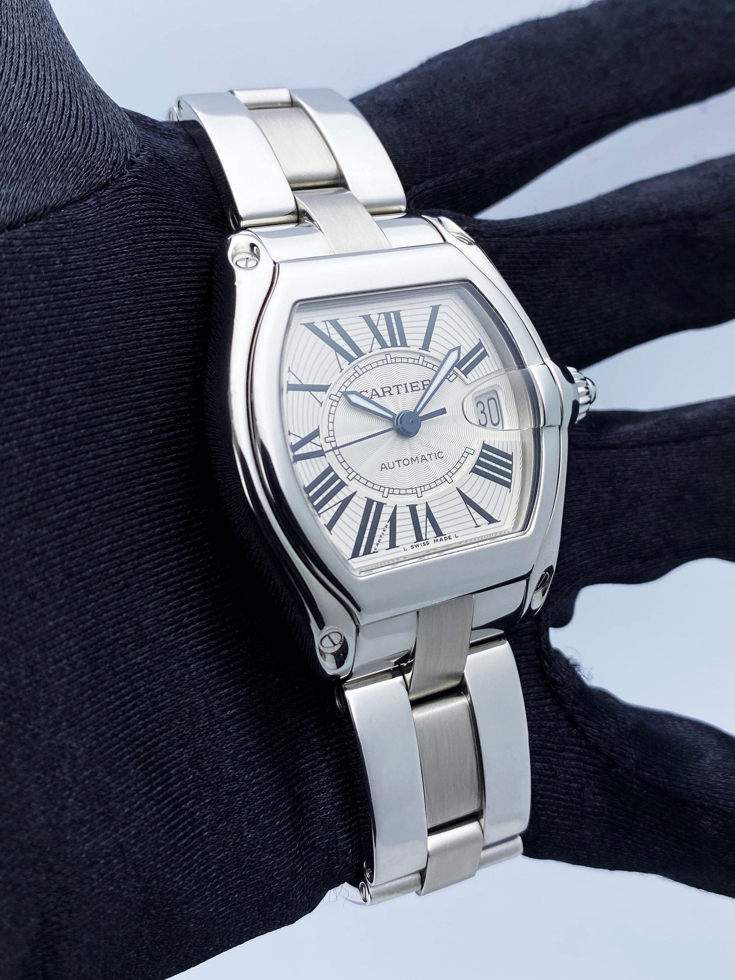 Cartier Roadster W62025V3 Silver Dial Mens Watch - Virtual