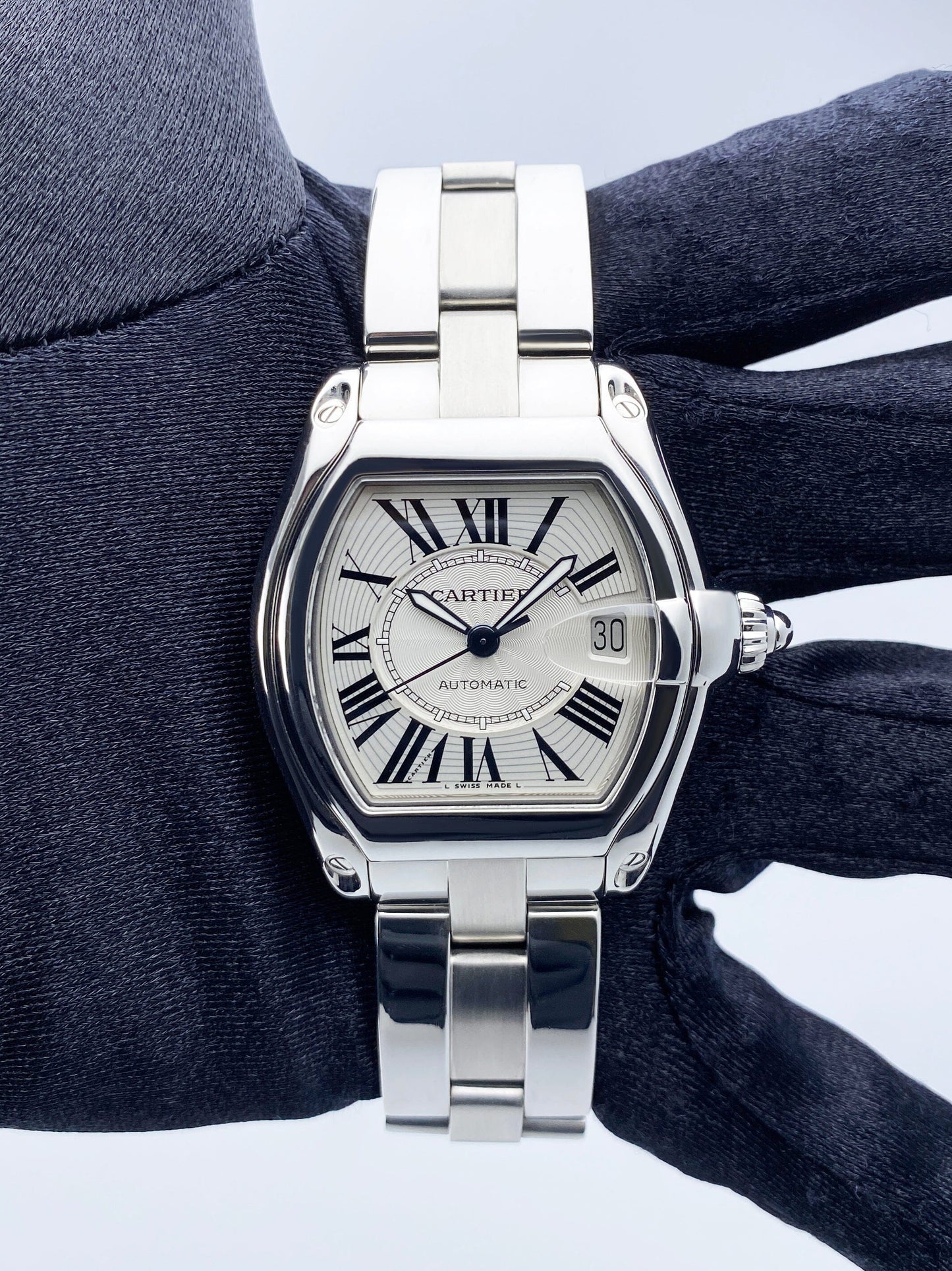 Cartier Roadster W62025V3 Silver Dial Mens Watch - Virtual