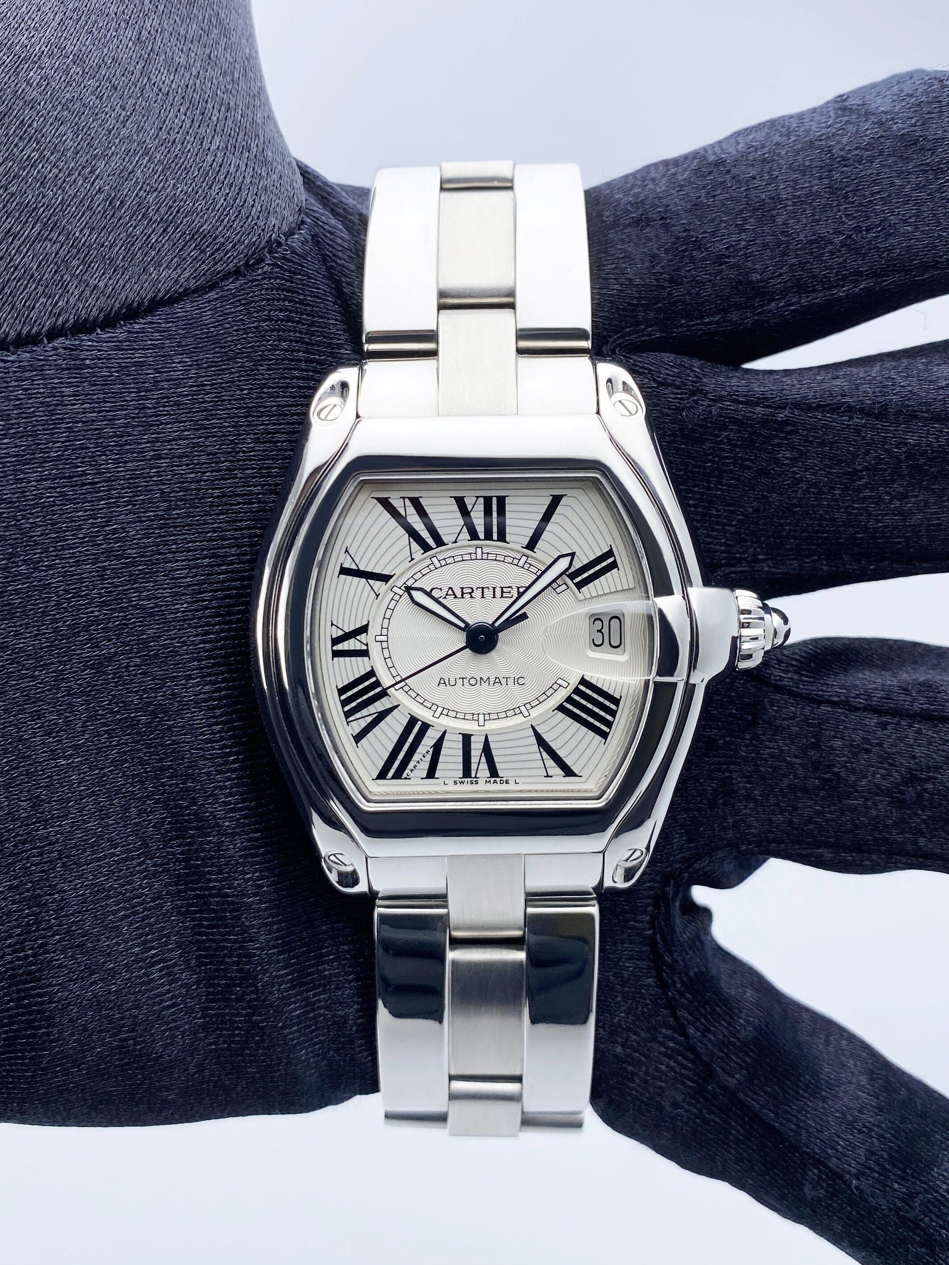 Cartier Roadster W62025V3 Silver Dial Mens Watch - Virtual