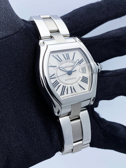 Cartier Roadster W62025V3 Silver Dial Mens Watch - Virtual