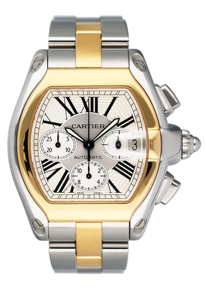 Cartier Roadster W62027Z1 Silver Dial Two Tone Mens Watch - Watches