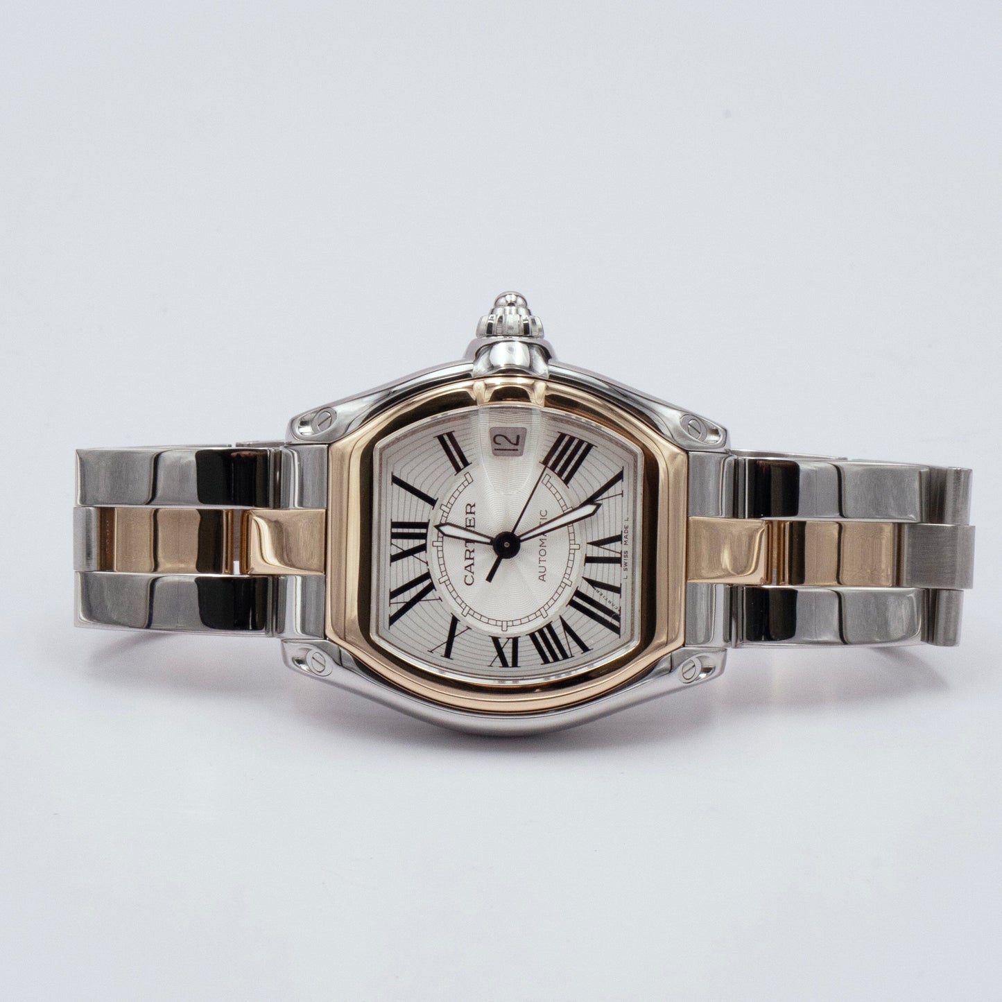 Cartier Roadster W62031Y4 Silver Dial Two Tone Mens Watch - Wristwatch