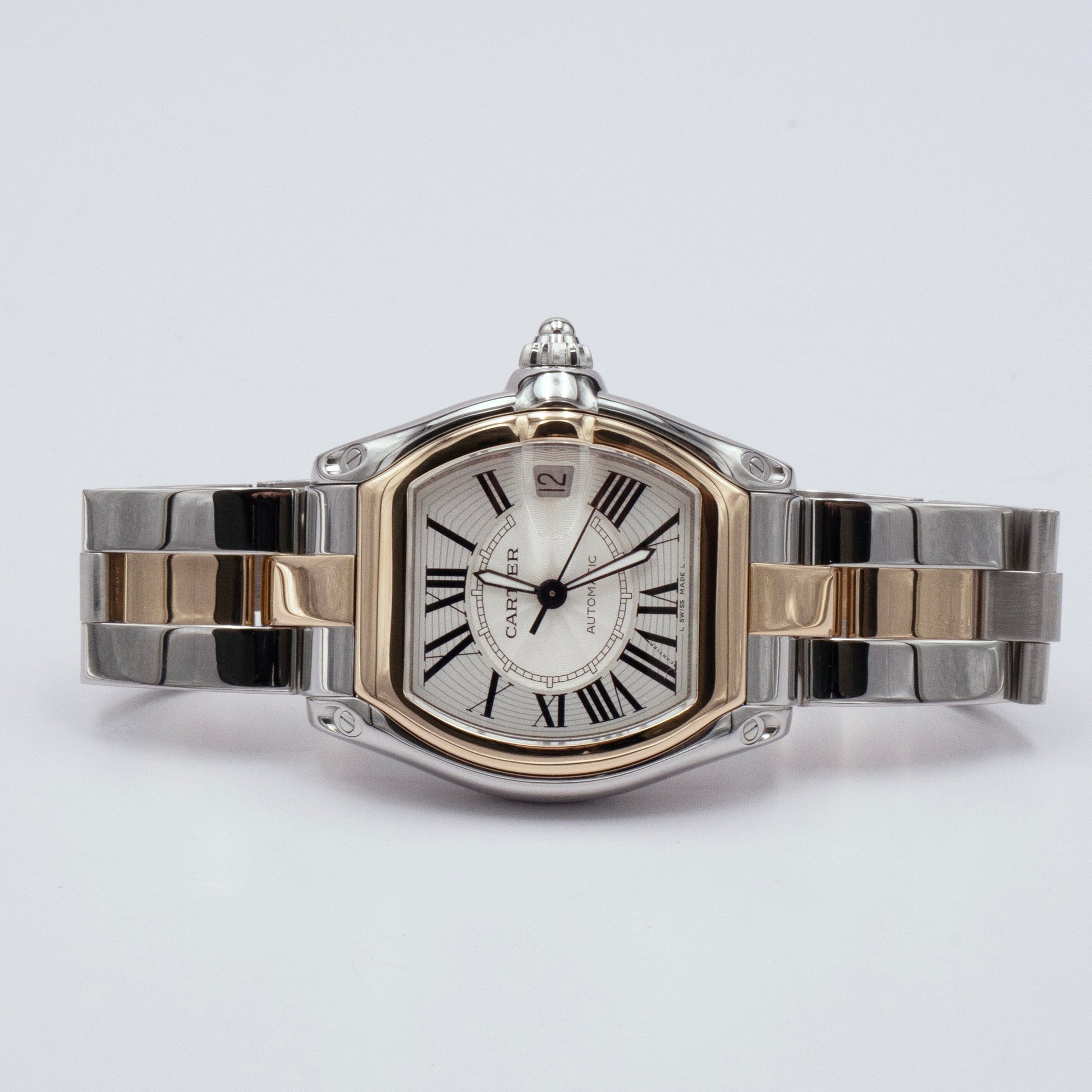 Cartier Roadster W62031Y4 Silver Dial Two Tone Mens Watch - Wristwatch