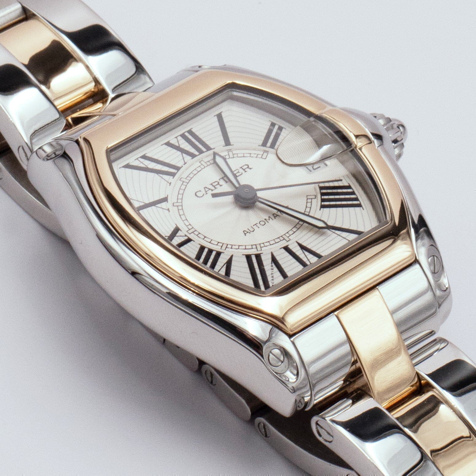 Cartier Roadster W62031Y4 Silver Dial Two Tone Mens Watch - Wristwatch