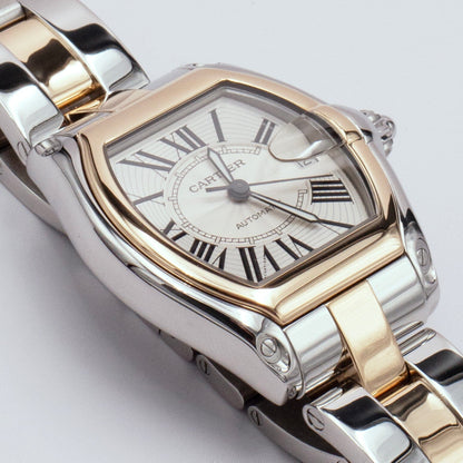 Cartier Roadster W62031Y4 Silver Dial Two Tone Mens Watch - Wristwatch