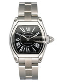 Cartier Roadster W62041V3 Black Dial Steel Mens Watch Box Papers - Watches